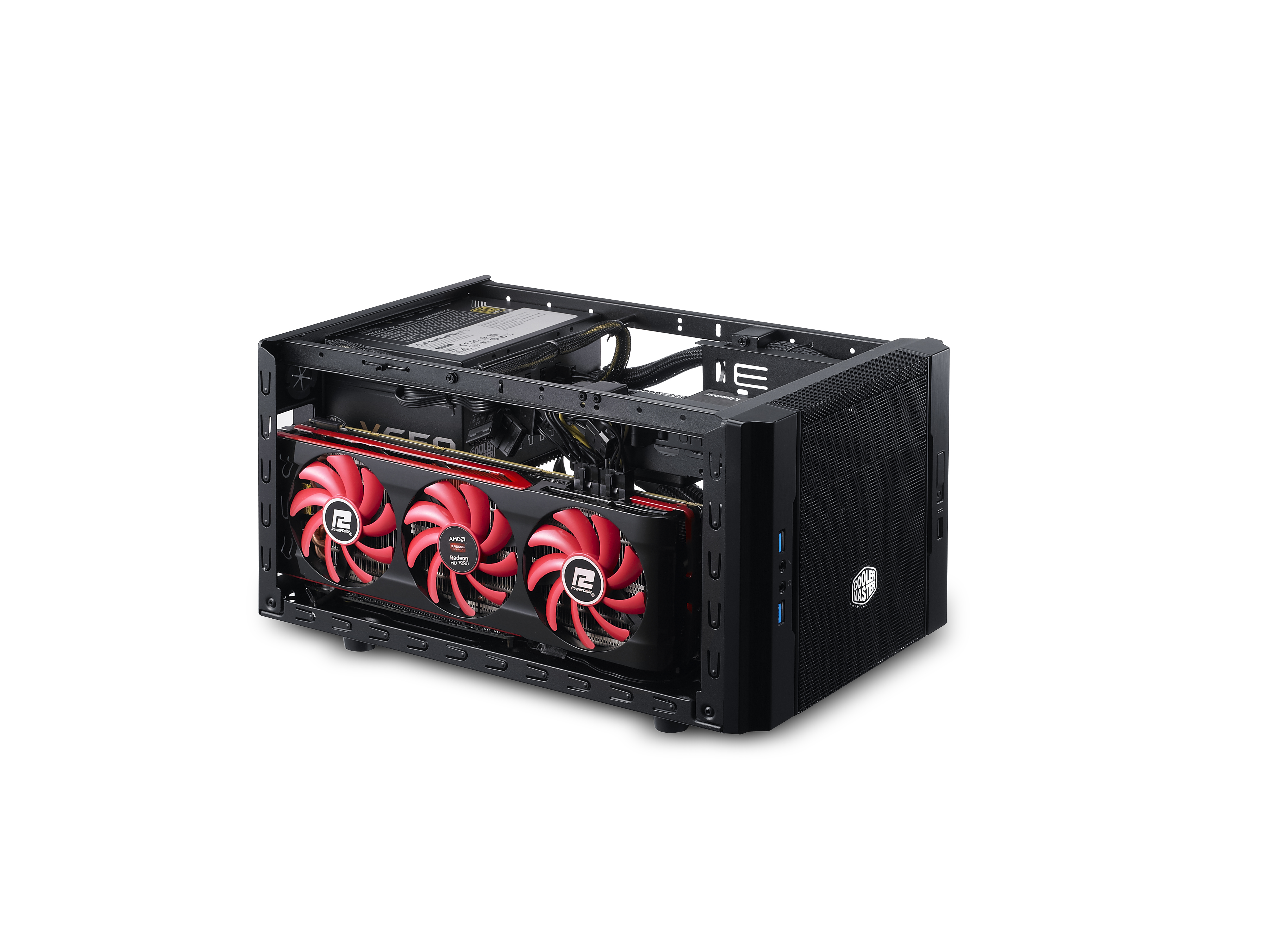 RC-130-KKN1 case elite 130 black/black (совместим с обычным опциональным бп), usb 3.0 x1, usb 2.0 x 2, 12мм fan, Cooler Master Cooler Master Elite Santreyd  - Вид №3