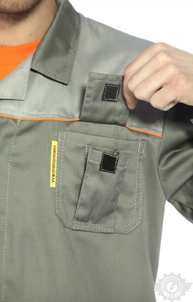 65750 Халат "Профессионал" мужской темно-серый со светло-серым  Одежда для обслуживающего персонала  размер 48-50/170-176 Спецодежда  - Вид №7