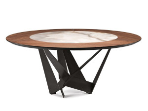 Круглый деревянный стол и вращающаяся керамическая вставка