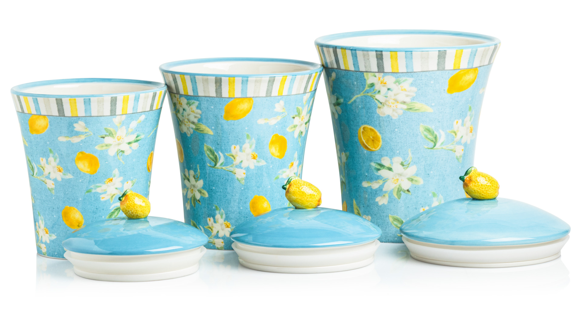 10652484 Certified International Набор банок для печенья Certified Int. Лимоны (1,4л, 1,7л, 3,1л), керамика, 3шт Керамика  - Вид №1