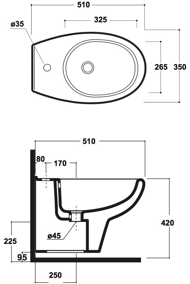 Rub220101 Биде подвесное RUBINO Olympia Ceramica - Вид №2