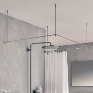 DSU950-950F Карниз для душевой занавески U-образный для крепления к потолку, 95 x 95 x 95 см PHOS