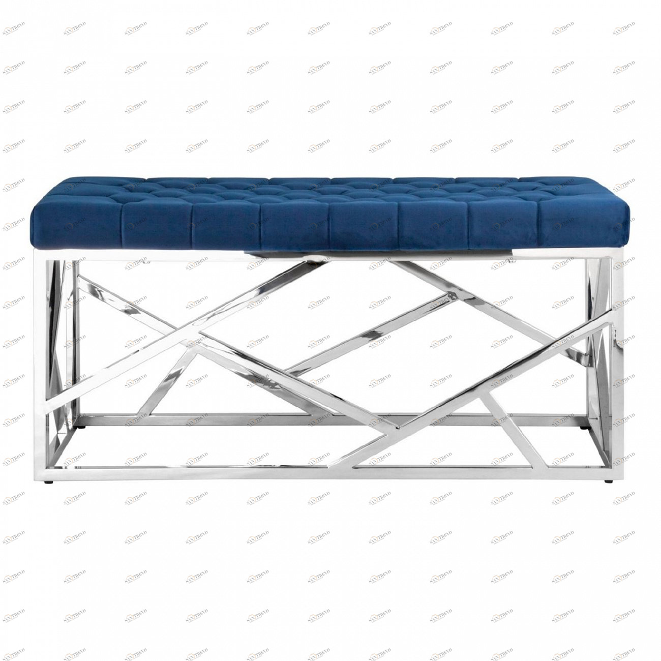 Банкетка-скамейка прямоугольная синяя с серебром "Арт Деко" STOOL GROUP ДИЗАЙНЕРСКИЕ 00-3881873 Серебро;синий 