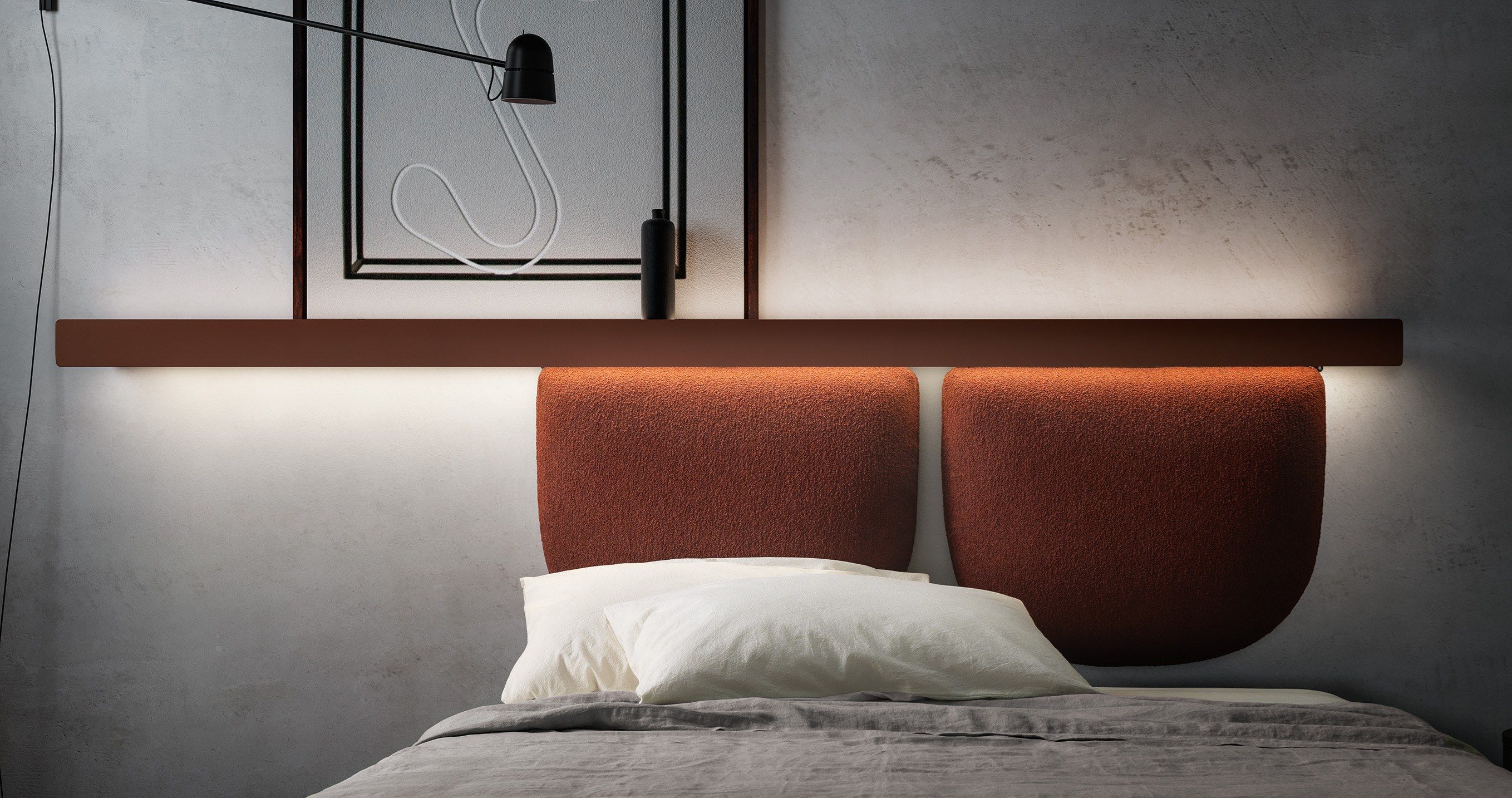 Кровать со встроенным освещением с мягким изголовьем Caccaro Groove ARCH-00104924 - Вид №1