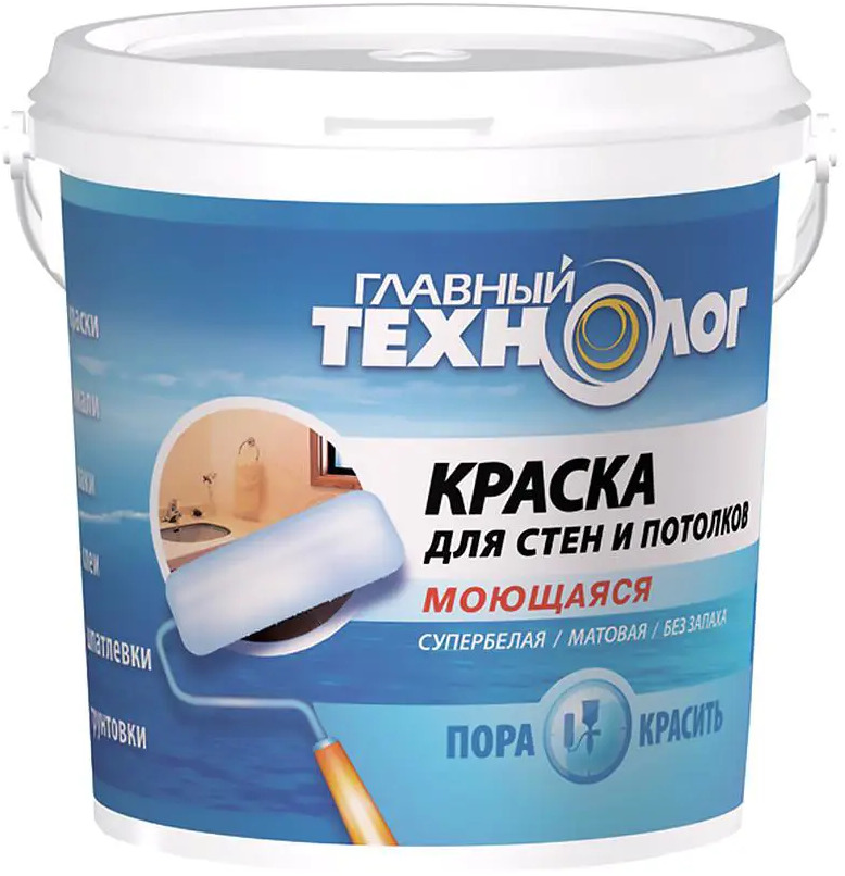 91261356 Краска для стен и потолков ГЛАВНЫЙ ТЕХНОЛОГ 29465 супербелая, 1.4 кг STLM-0526088