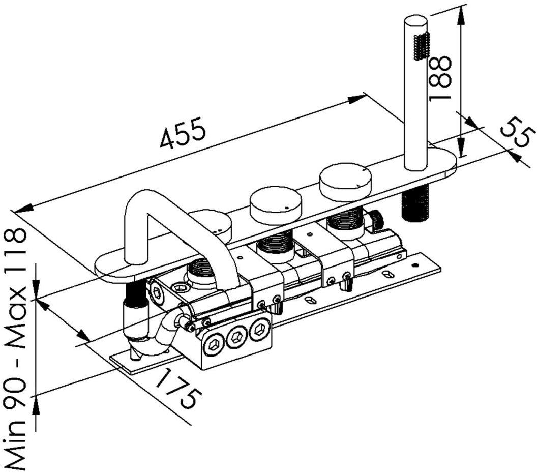 rvb Термостатическая металлическая ванна с ручным душем Tune 4595.--.70 - Вид №1