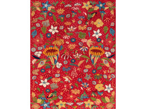 Шерстяной прямоугольный цветочный ковер