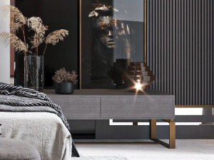 Деревянная прямоугольная тумбочка с ящиками