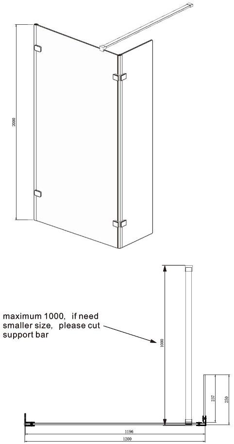 Душевая перегородка Ambassador Waik-in 15031108 (1200x2000), 1 место Walk-in - Вид №7