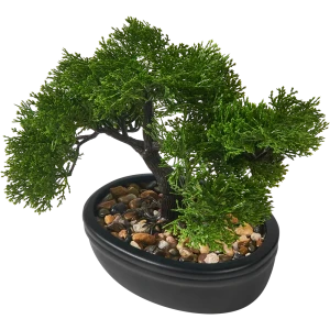 Искусственное растение Бонсай в керамическом горшке 32х23х16 см зелено-черный