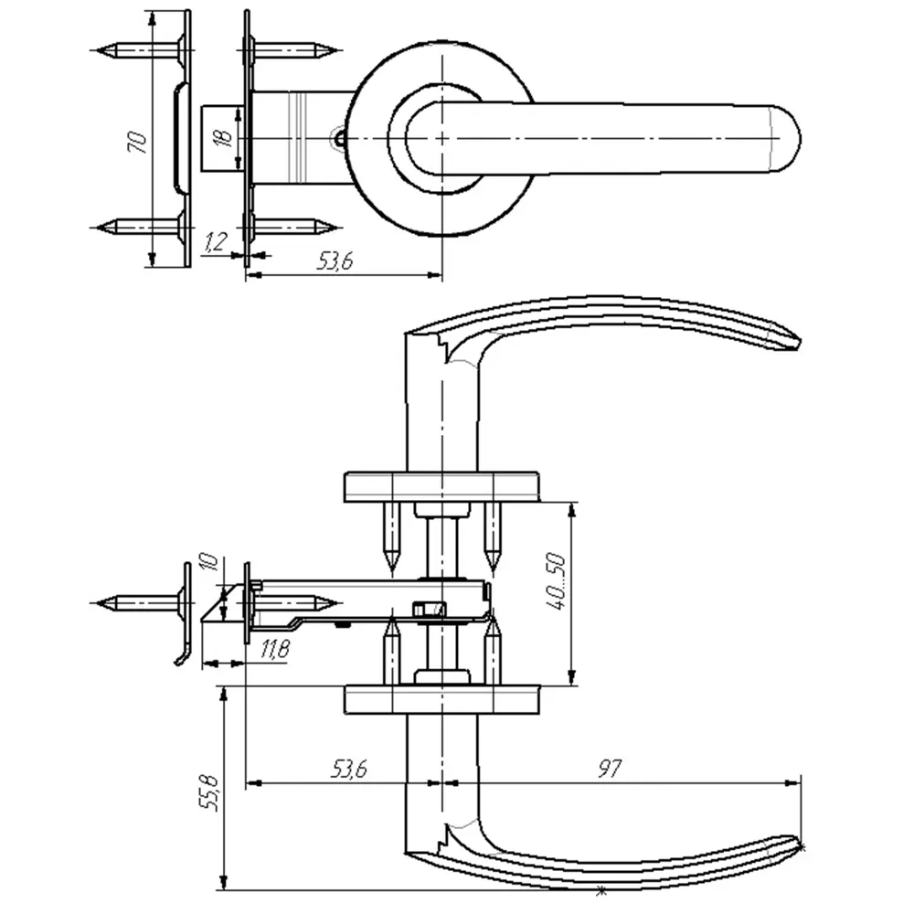 ARMEX Защёлка межкомнатная Зенит-ЗЩ2.07 белая с изогнутой ручкой 82156153 STLM-0020679 - Вид №4