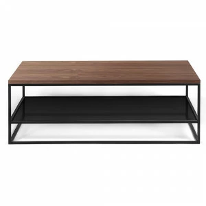 Журнальный столик деревянный американский орех с черной стеклянной полкой 100 см London twin black INTELLIGENT DESIGN  260956 Орех;коричневый;черный