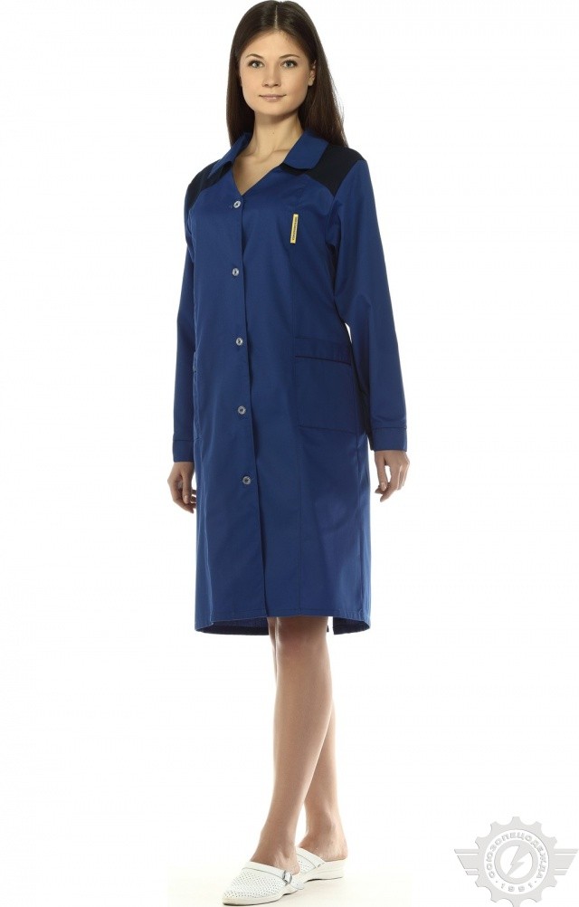 65717 Халат "Мастерица" женский василек с темно-синим  Одежда для обслуживающего персонала  размер 44-46/158-164 Спецодежда  - Вид №3