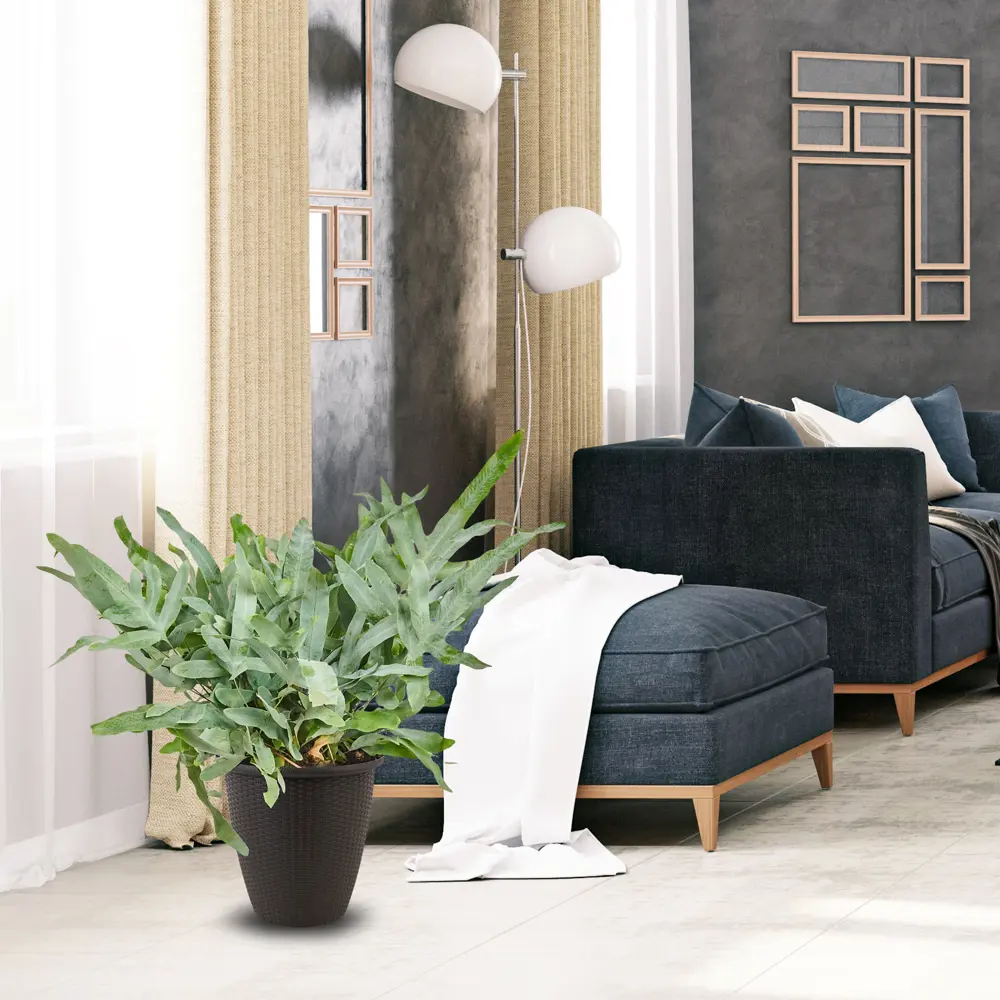 Кашпо INGREEN «Раттан» напольное с роликами, 47 см, шоколад 82824913 Ротанг STLM-0036594 - Вид №3