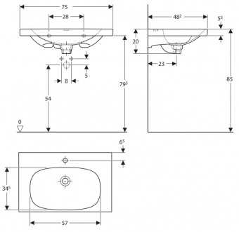 500630018 Подвесная раковина настенная прямоугольная Keramag  белая  - Вид №1