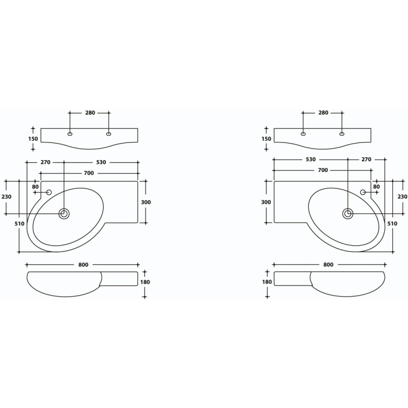 18997 Накладная раковина на столешницу  овальная Ceramica Hidra  - Вид №6