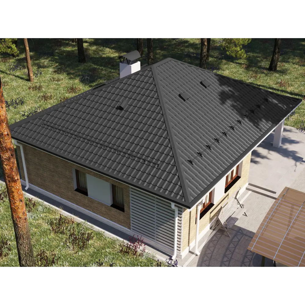 Металлочерепица 0.5 мм 1200x1180 мм RAL 7024 серый Santreyd STLM-2182287 - Вид №3