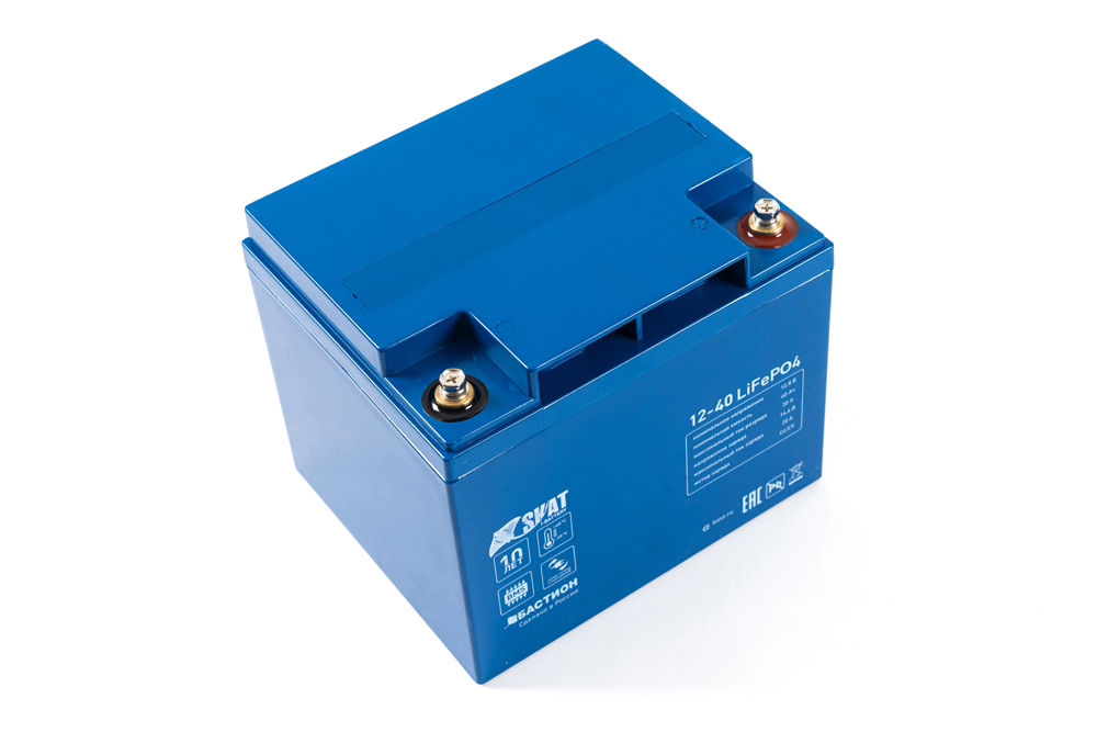 Skat i-Battery 12-40 LiFePO4 rechargeable battery, 12 v, 40 ah li-ion battery, based on lifepo4 cells ifr 32650, structure 4s7p. rated voltage 12.8 v, charge voltage up to 14 v. maximum discharge current up to 30 a; charge current up to 20a. built-in bms Бастион  - Вид №2