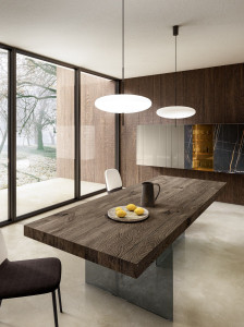 Прямоугольный стол из дерева и стекла