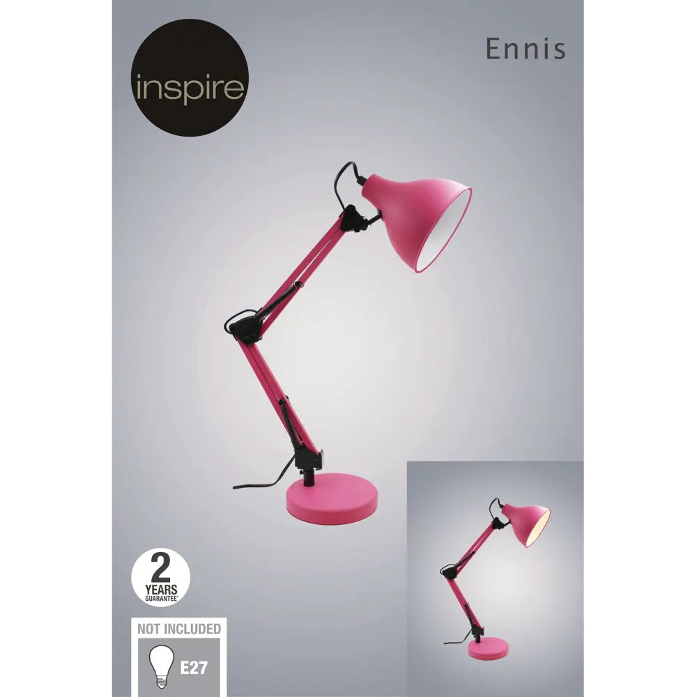 Рабочая лампа Inspire Ennis цвет розовый 82551260 STLM-2142637  - Вид №6