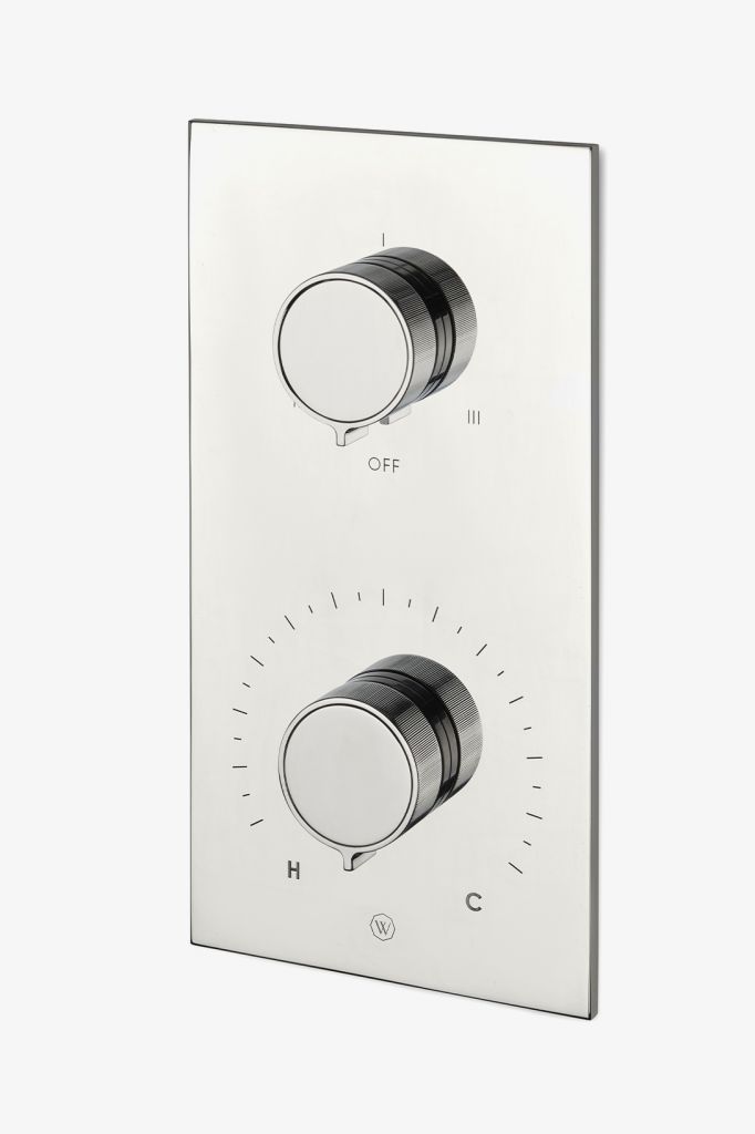 BTH54B Bond Tandem Series Встроенная термостатическая и трехходовая отделка с переключателем с двухцветными ручками с гильошированными линиями Waterworks