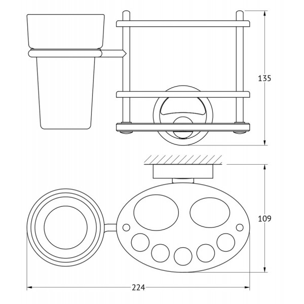 Держатель для зубных щеток и пасты со стаканом стекло FBS (Чехия) ELL 061 sun-id-561152 - Вид №1