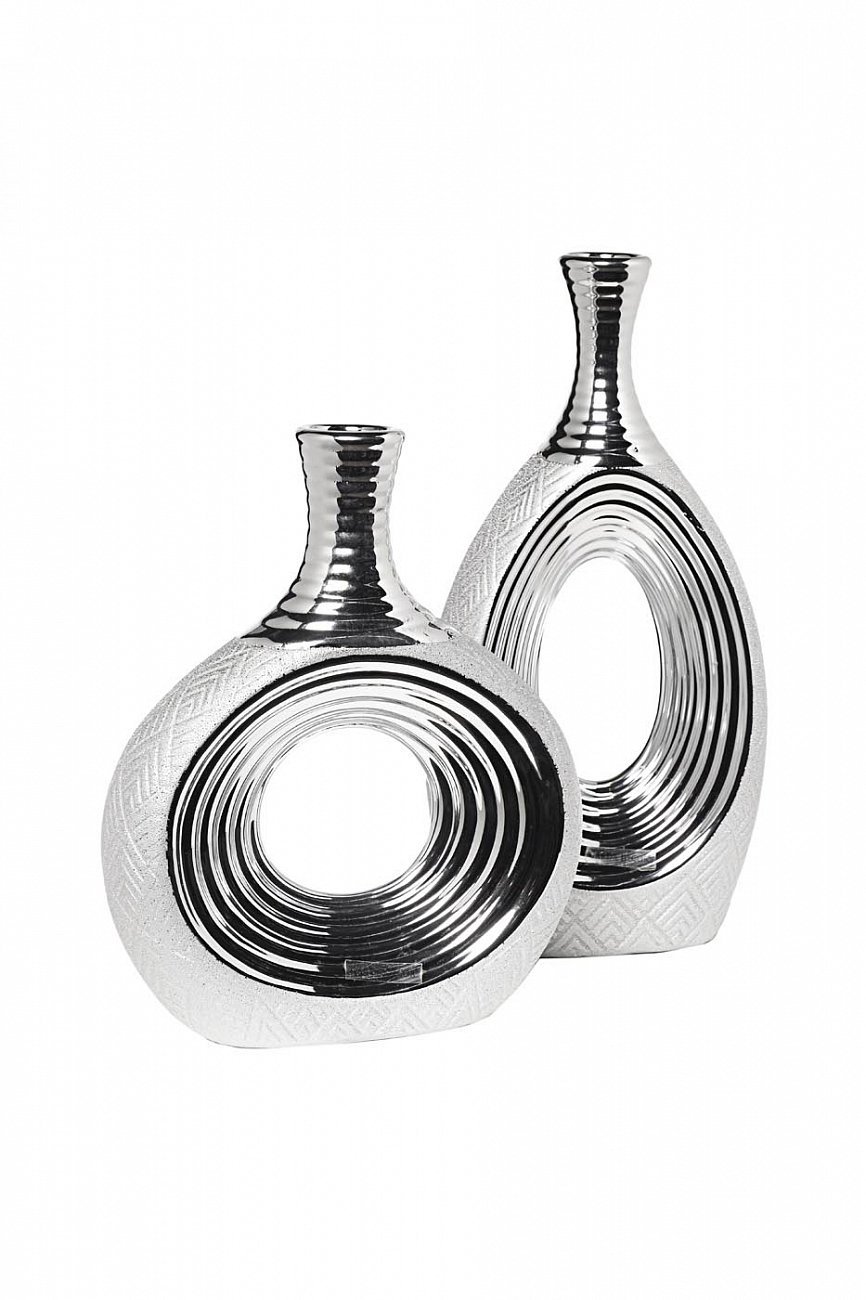 Ваза керамическая серебристая 31 см GARDA DECOR - 00-3886412 Серебро  - Вид №1