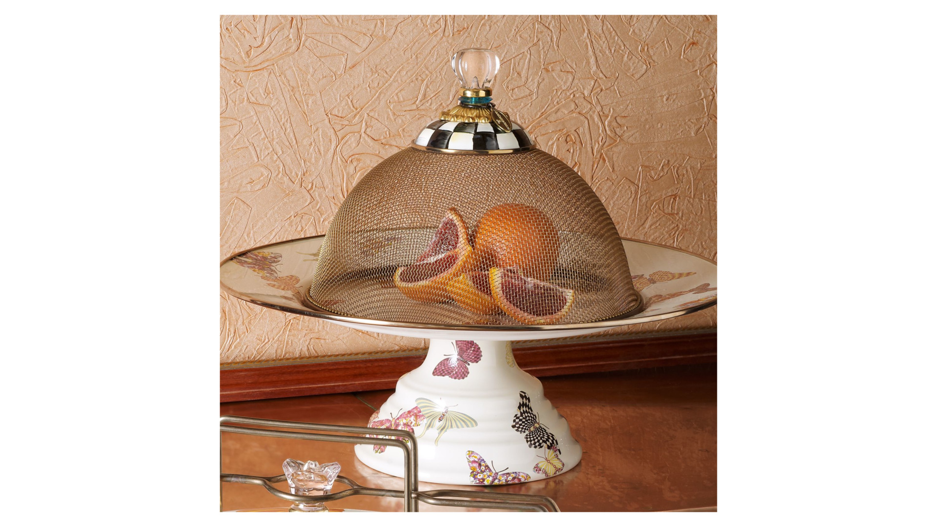 10654498 Mackenzie-Childs Купол для блюд малый сетка Courtly Check Сталь нержавеющая  - Вид №3