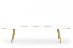 WI 300 laminated Столешница белая, ножки из массива бука Стол 300х140 True Design Wing