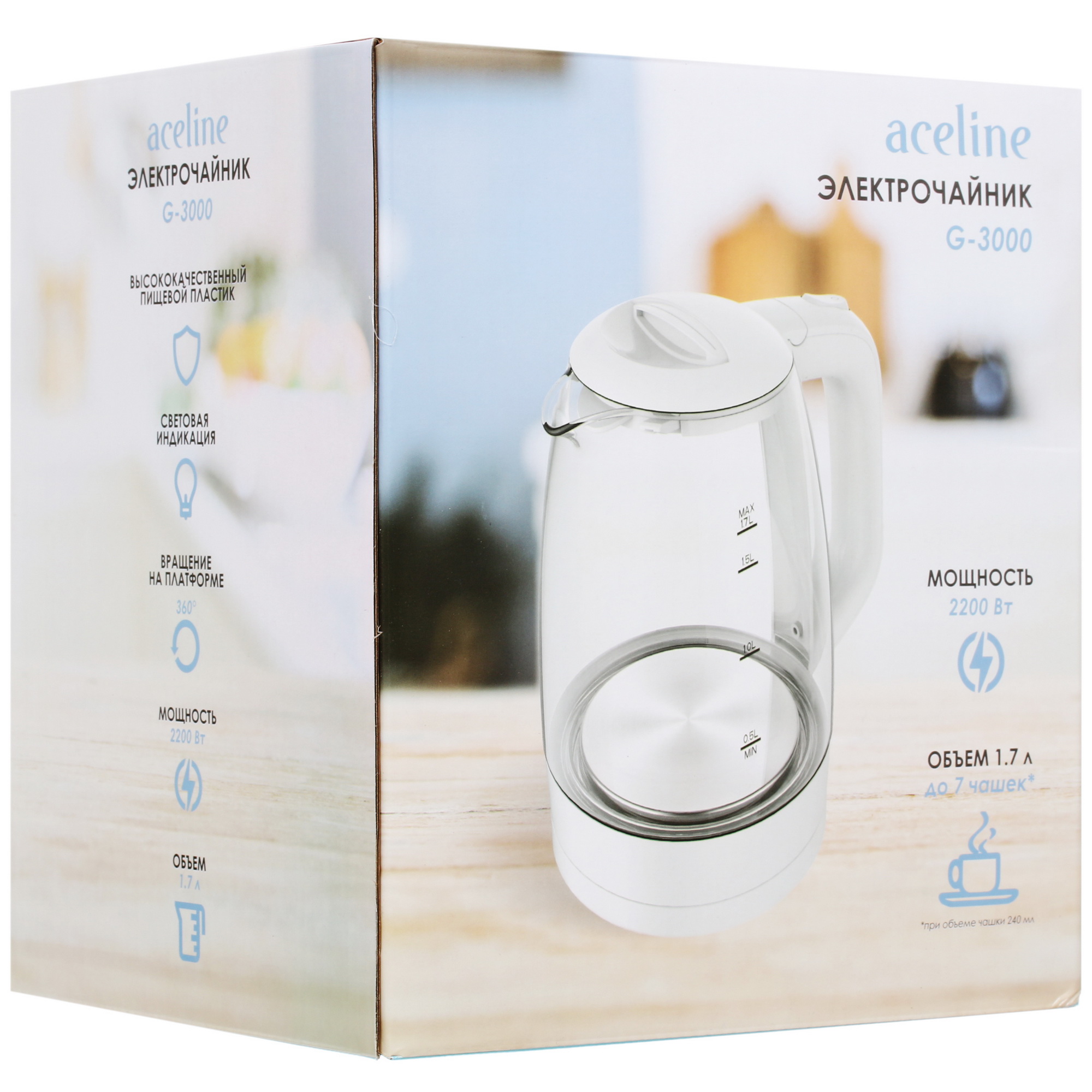 1379332 Электрочайник Aceline G-3000 белый STDN-0116110 - Вид №6