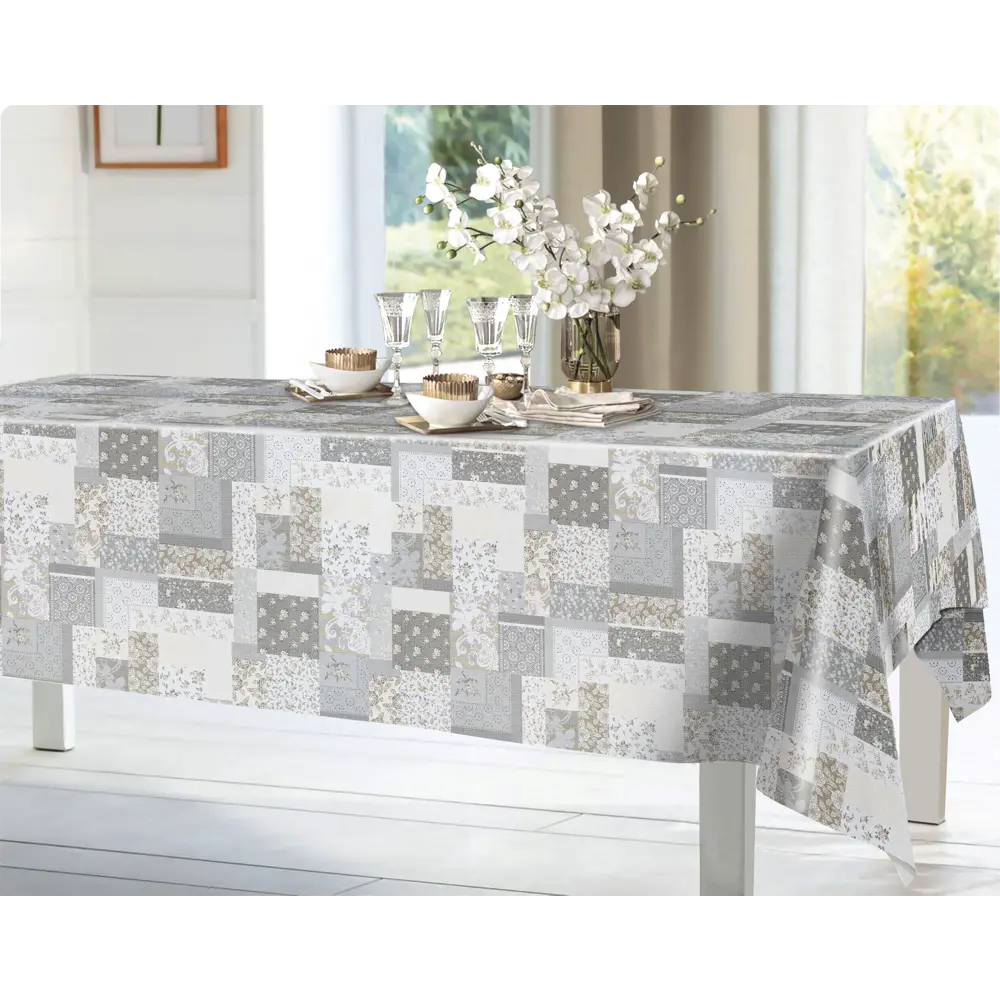 Скатерть Пэчворк 444-1 квадратная 137x160 см цвет бежевый Santreyd OXFORD STLM-2141690