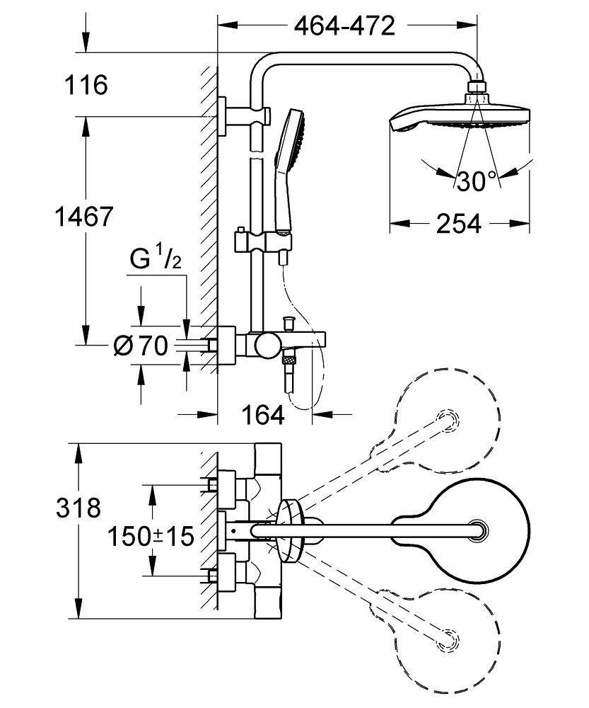 27907000 Душевая система с термостатом Grohe Power&Soul Cosmopolitan хром - Вид №1