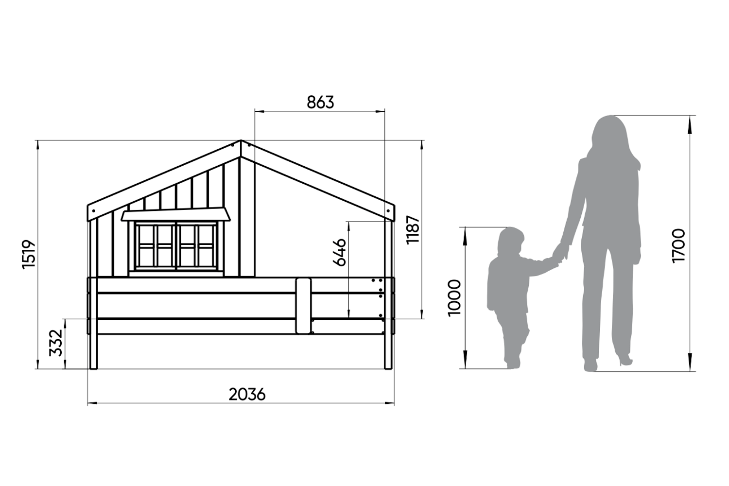 Кровать одноярусная белая с серым "Шале L" ELLIPSE ELLIPSE HOME 00-3951313 Белый;серый Santreyd  - Вид №3