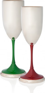 10538499 Schiavon Набор из 2 фужеров "Дизайн-микс" (зелен/красн) п/к Посеребрение