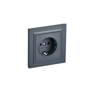 91929107 Розетка встраиваемая Iek Brite BR-R14-16-K35-F с заземлением и шторками цвет маренго STLM-1504823