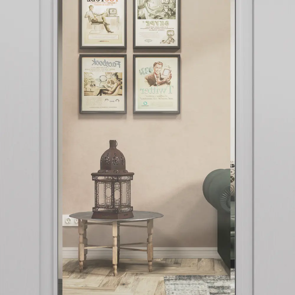 Дверь входная металлическая Гибсон 95x205 см правая скай беленый с зеркалом TOREX STLM-2023843 - Вид №9