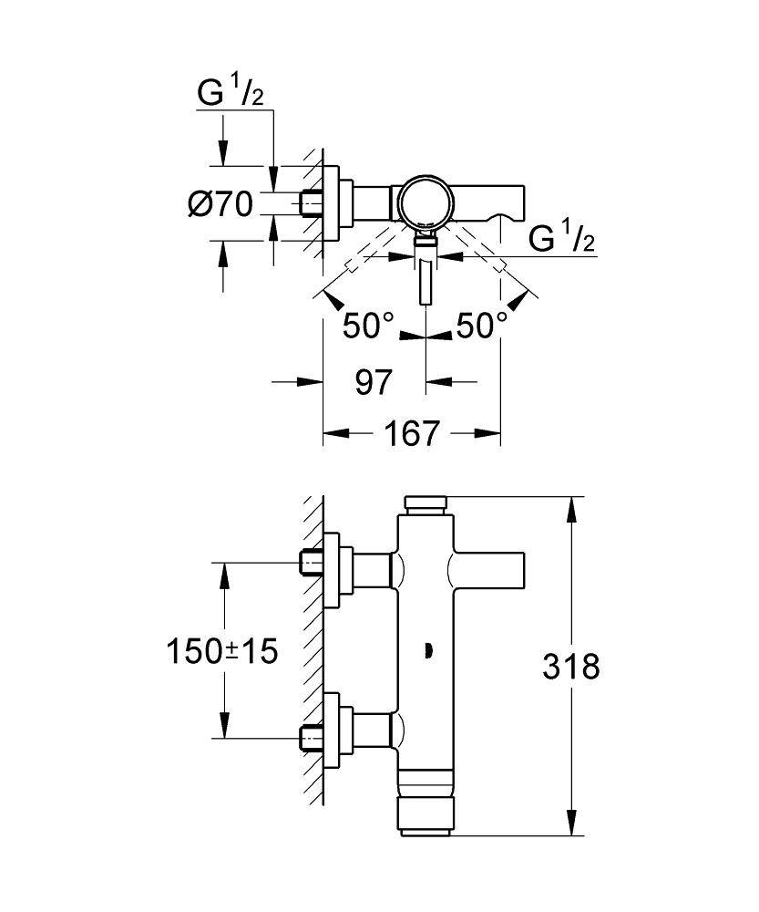 32652001 Смеситель для ванны Grohe хром  - Вид №1