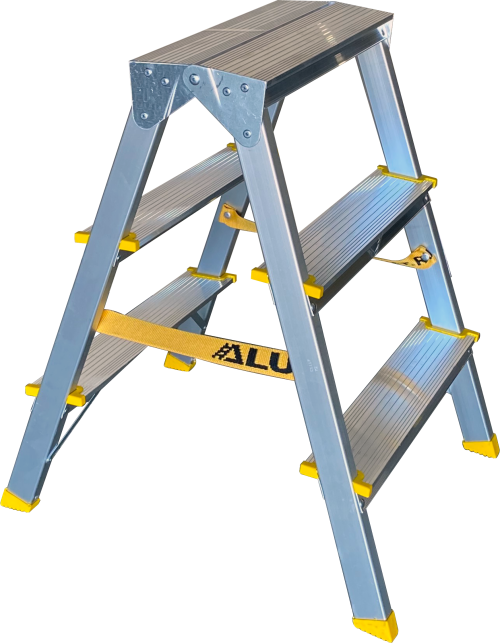 Двухсторонняя стремянка алюминиевая анодированная 3 ст.