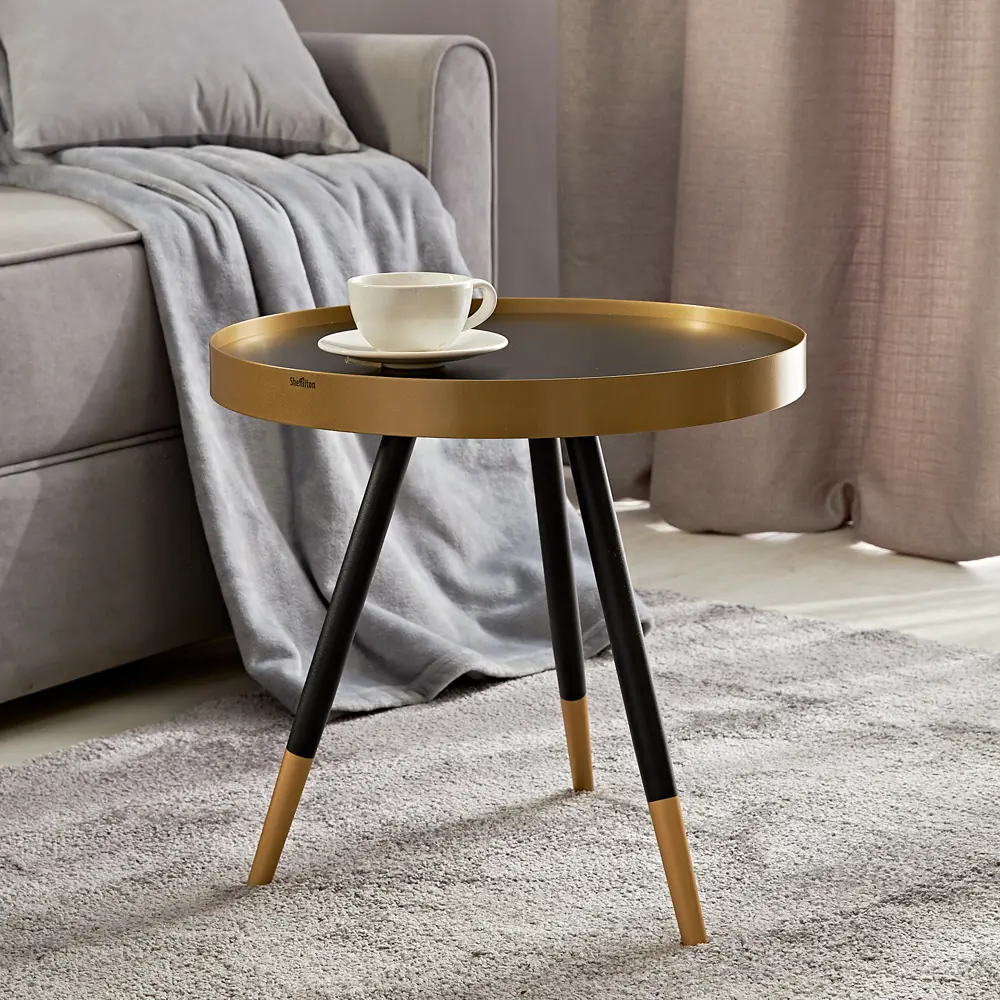 Журнальный столик круглый Gold 43x43x44.5 см черный Sheffilton STLM-2160939