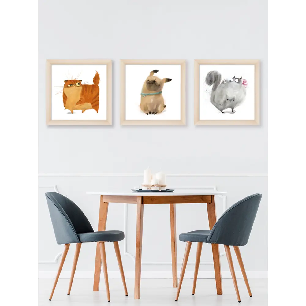 Модульная картина Домашние питомцы 40x40 см 3 шт. 86327362 STLM-2210786 POSTERMARKET  - Вид №3