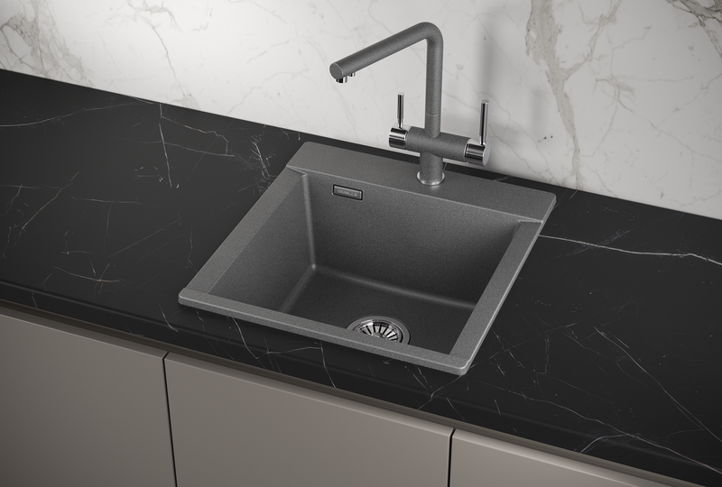 ES-4701, ГРАФИТ (ЧЁРНО-СЕРЫЙ), кухонная мойка, кварц, ESTETICA