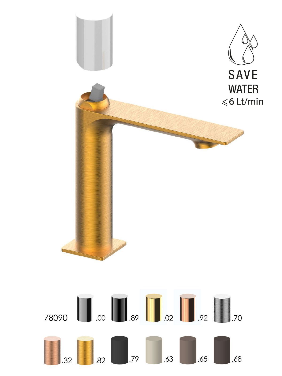 Однорычажный смеситель для раковины с ограничителем расхода Rubinetterie Frattini Narciso S ARCH-00001980 - Вид №8