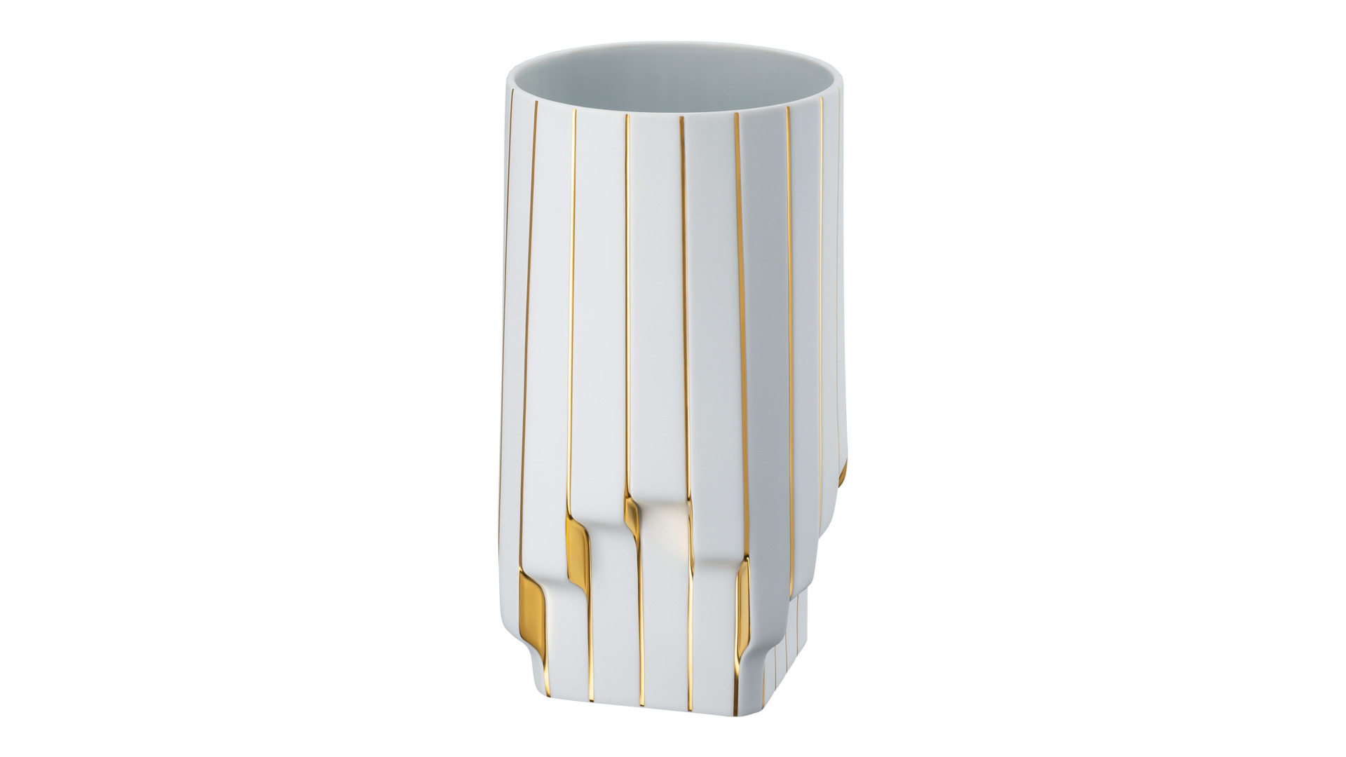 10640568 Rosenthal Ваза Rosenthal Полосы 30см, фарфор, белая, золотая (Заха Хадид) Фарфор  - Вид №1