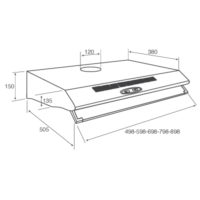 SUNNY/60 2M INX al-1RUS20A/1 Вытяжной шкаф / подвесная, 190-450 куб. м/ч, нерж.сталь Jet Air Santreyd  - Вид №1