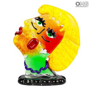 813 ORIGINALMURANOGLASS Скульптура Голова Женщины Блондинки - Pop Art - по мотивам Пикассо - муранское стекло OMG 20 см