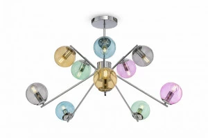 Люстра подвесная разноцветная Nancy 10CH FREYA ДИЗАЙНЕРСКИЕ, MODERN 00-3956391 Голубой;желтый;разноцветный;розовый