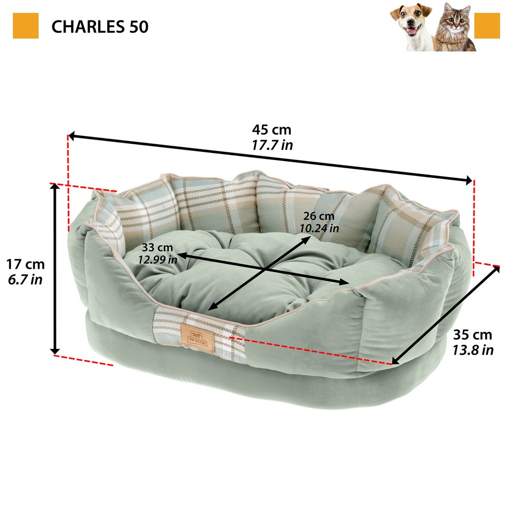 ПР0059430 Софа для животных Charles 50 коричневая, с двухсторонней подушкой FERPLAST  - Вид №1