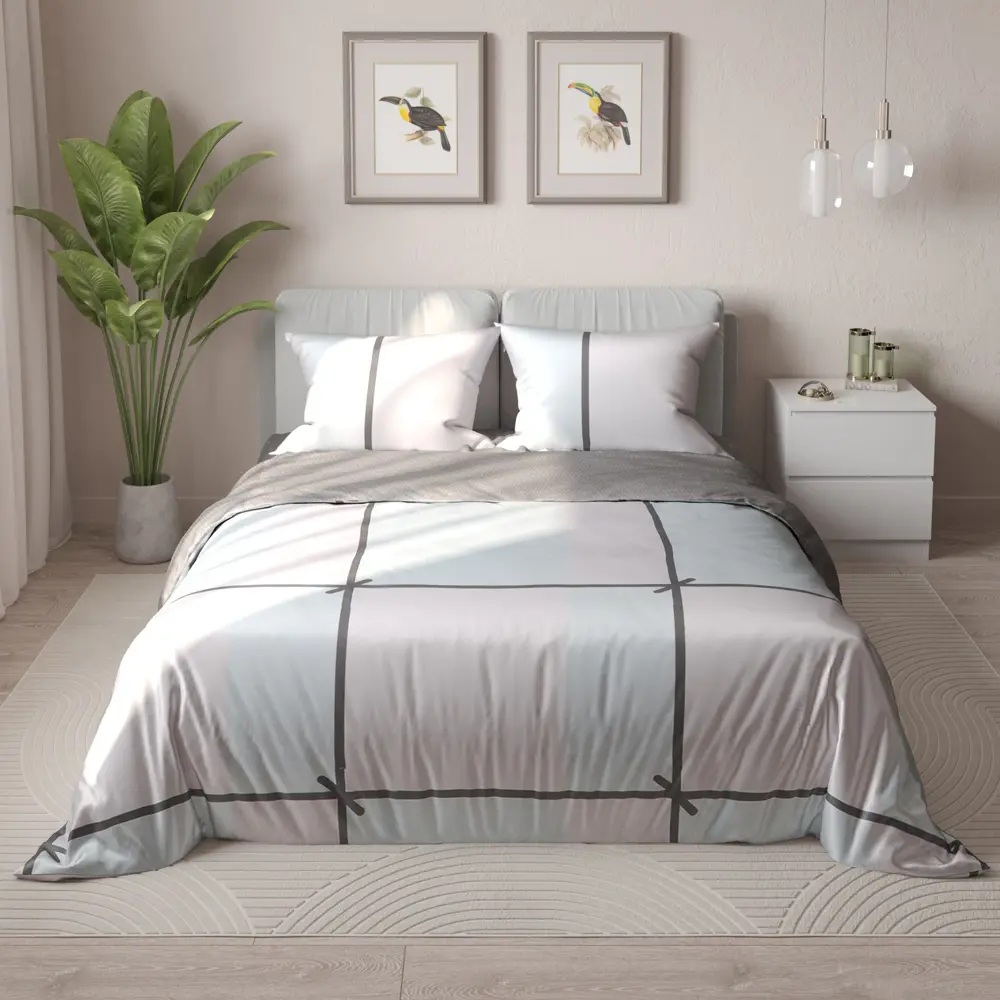 Комплект постельного белья Amore Mio Альба полутораспальный сатин разноцветный STLM-2086830