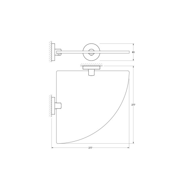 Полка угловая с держателем 26 см Ellux ELEGANCE ELE 033-C07 sun-id-561955 - Вид №1