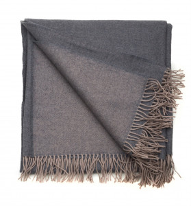 KATM_AN плед 130/170 серо-бежевый шерсть меринос, 240 г/м2 Blanc des Vosges